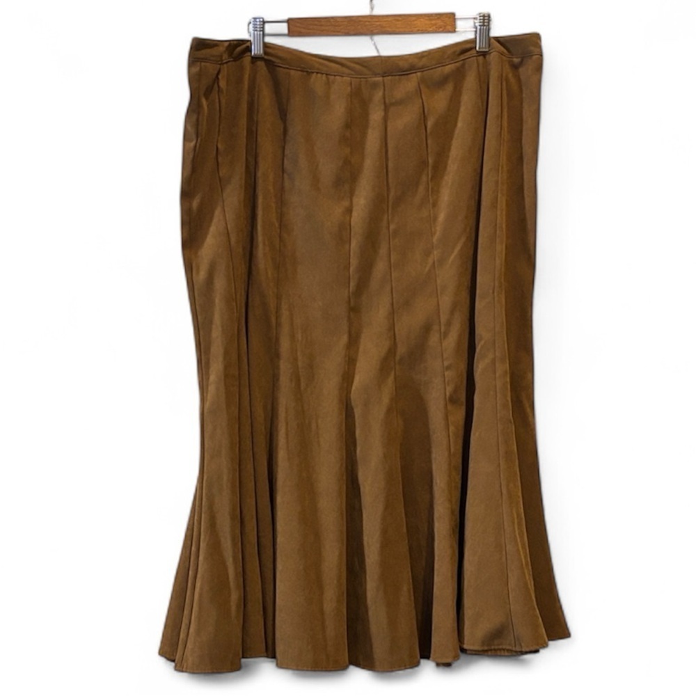 dressbarn Tan A-Line Western Boho Long MIDI Skirt Size 20